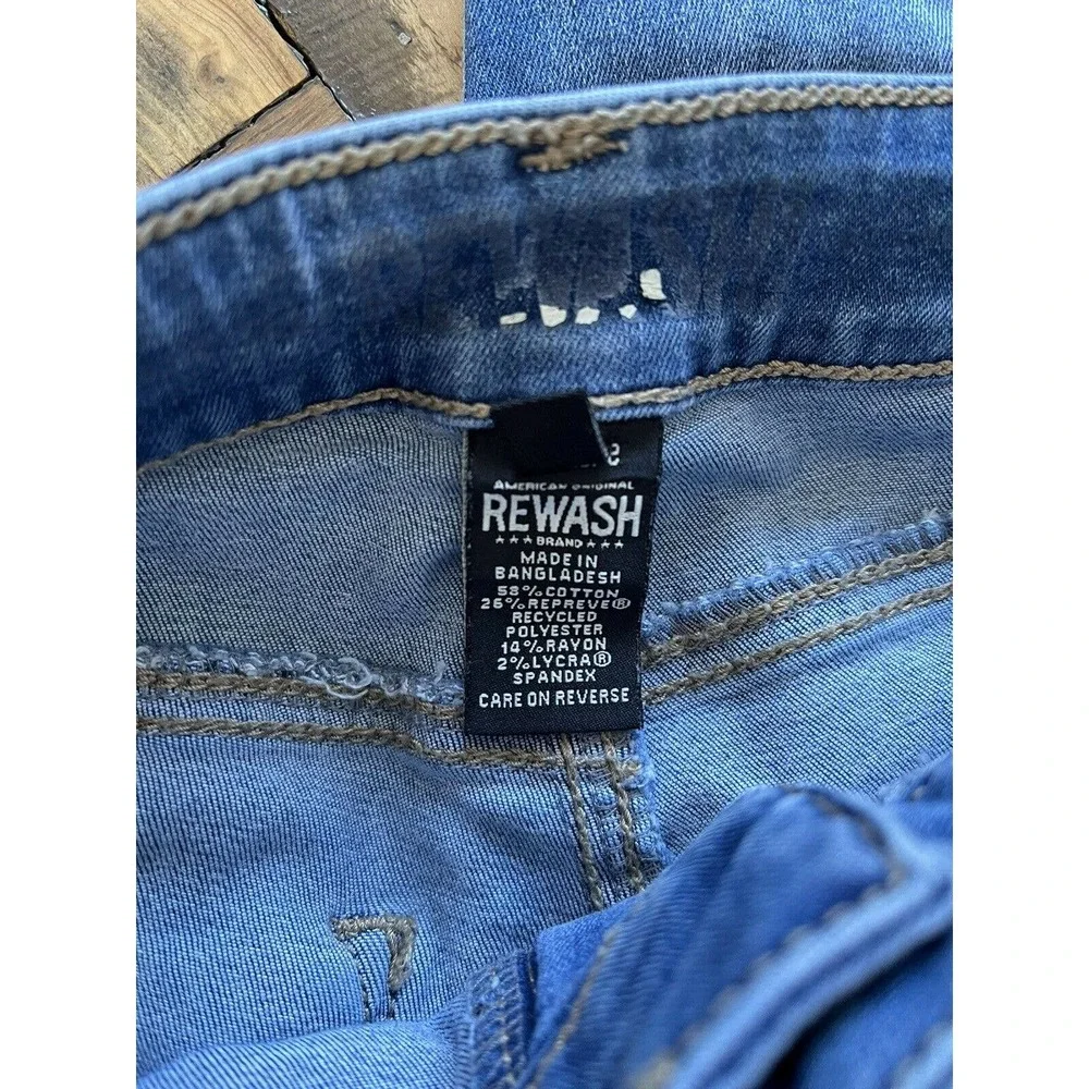 Rewash Distressed Mid Rise Medium Wash Stretch Denim Skinny Jeans Size 3/26 - Picture 6 of 7
